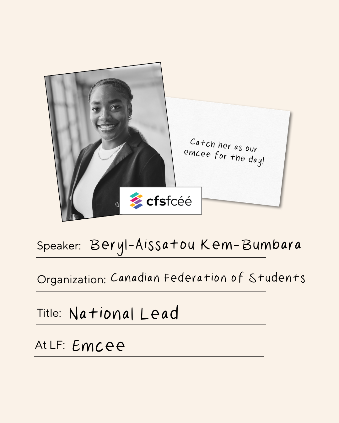 Beryl-Aissatou Kem-Bumbara, Canadian Federation of Students, National Lead of Campaigns and Education