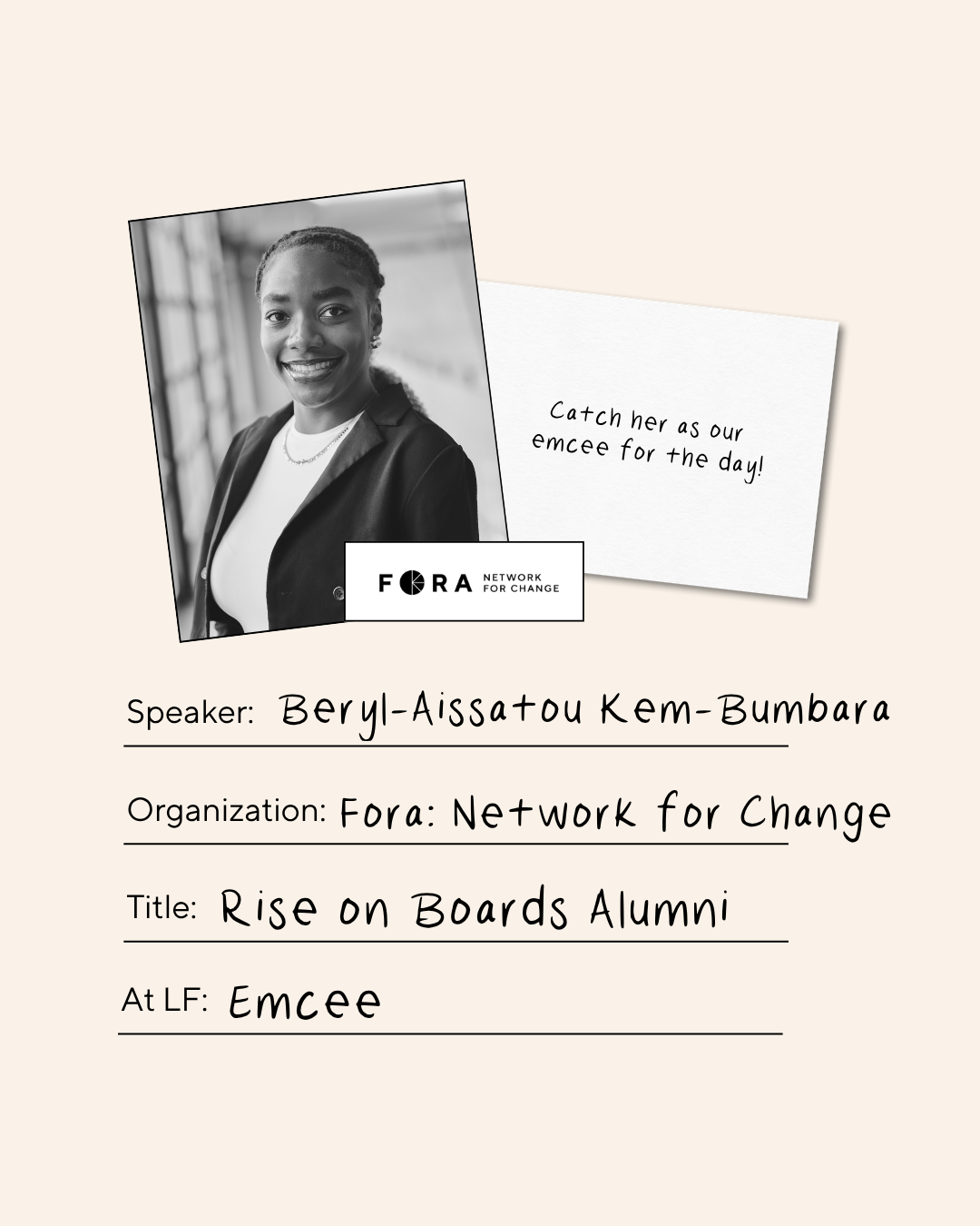 Beryl-Aissatou Kem-Bumbara, Fora: Network for Change, Rise on Boards Alumni