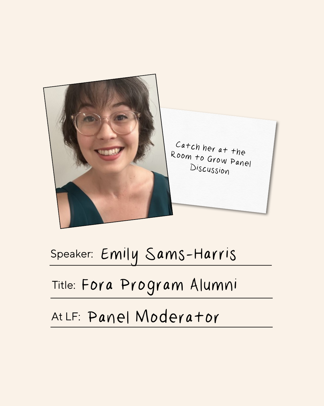 Emily Sams-Harris, Fora Program Alumni, Panel Moderator