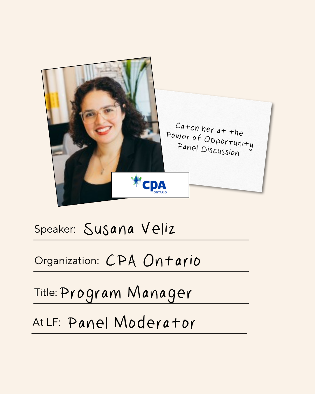Susana Veliz, CPA Ontario, Program Management & Community Engagement Professional