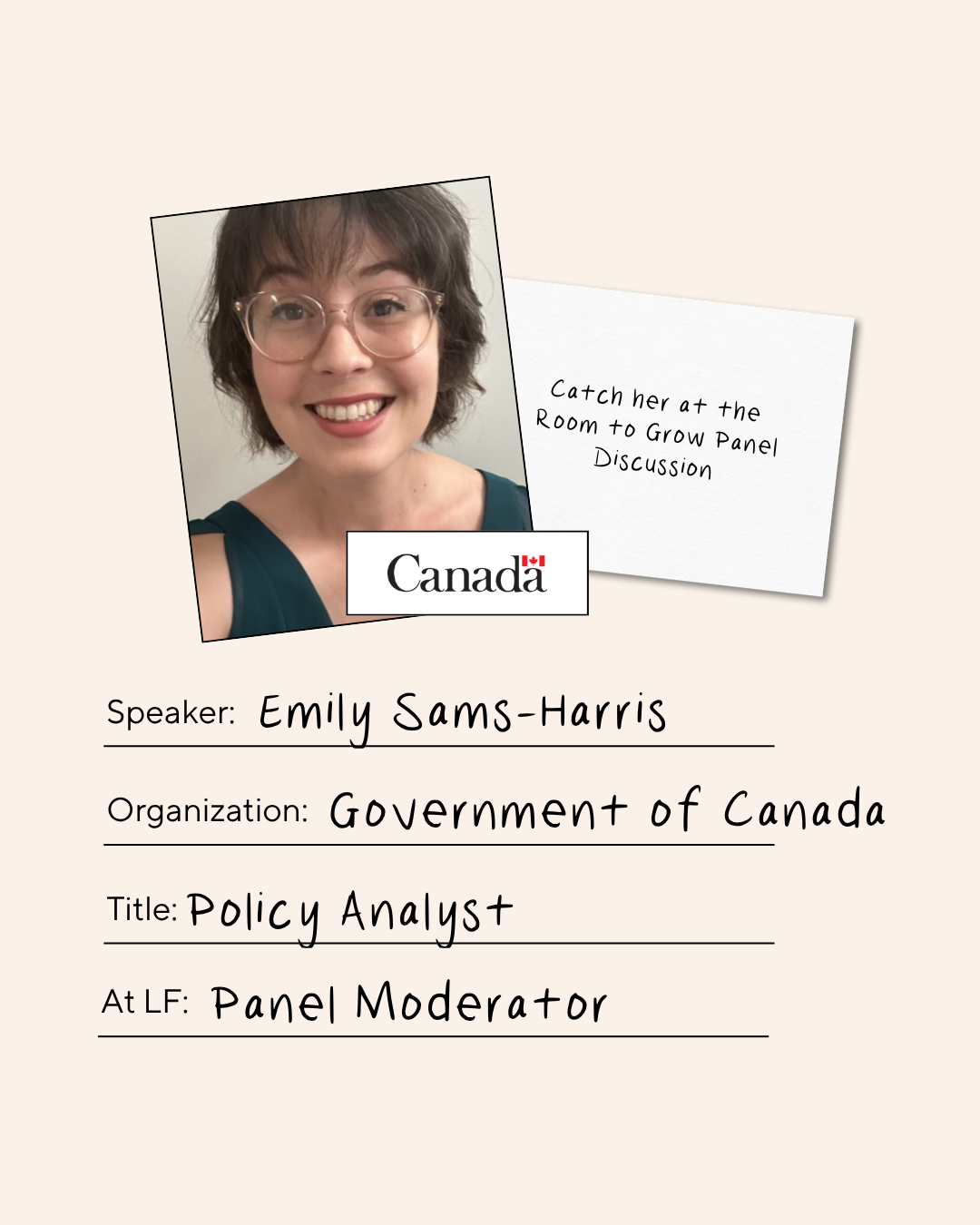 Emily Sams-Harris, Canadian Federal Government, Policy Analyst