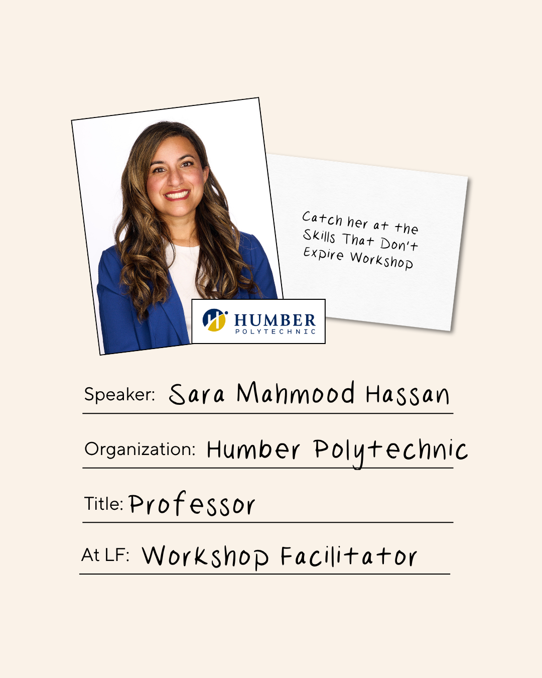 Sara Mahmood Hassan, Humber Polytechnic, Professor