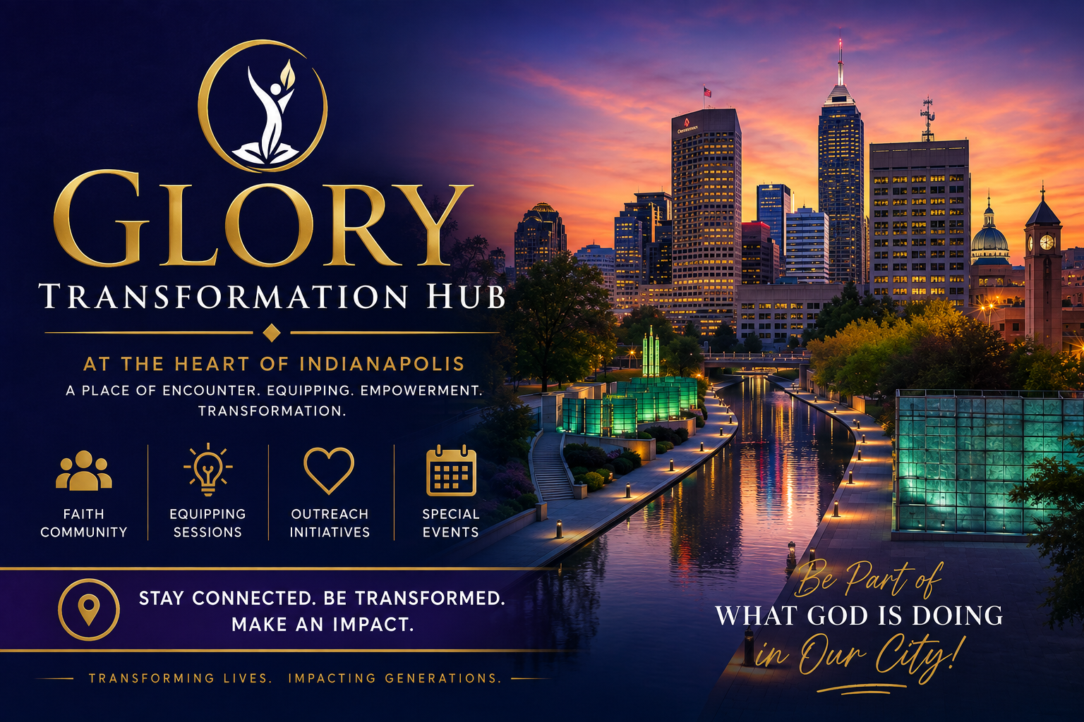 Glory Transformation Hub — a King-Priest convergence space for coaching, financial stewardship, prayer, and biblical teaching in downtown Indianapolis
