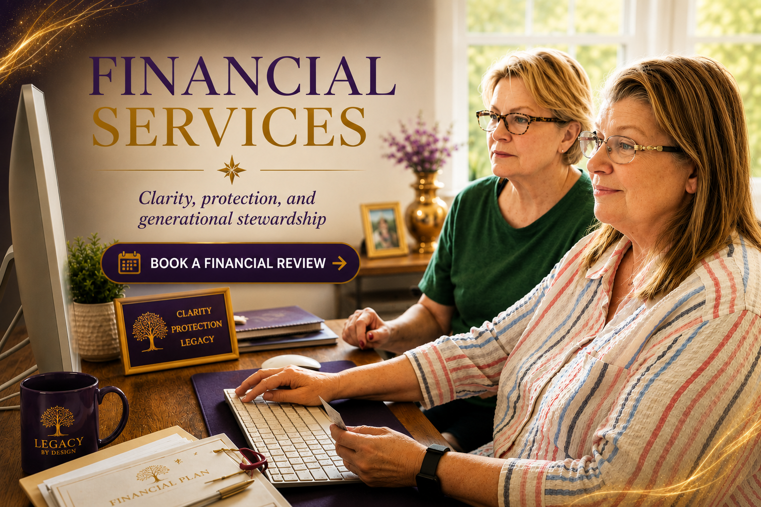 Financial Services — faith-rooted financial planning, estate planning, and generational stewardship with Sharon Webster, powered by Valoram Solutions."