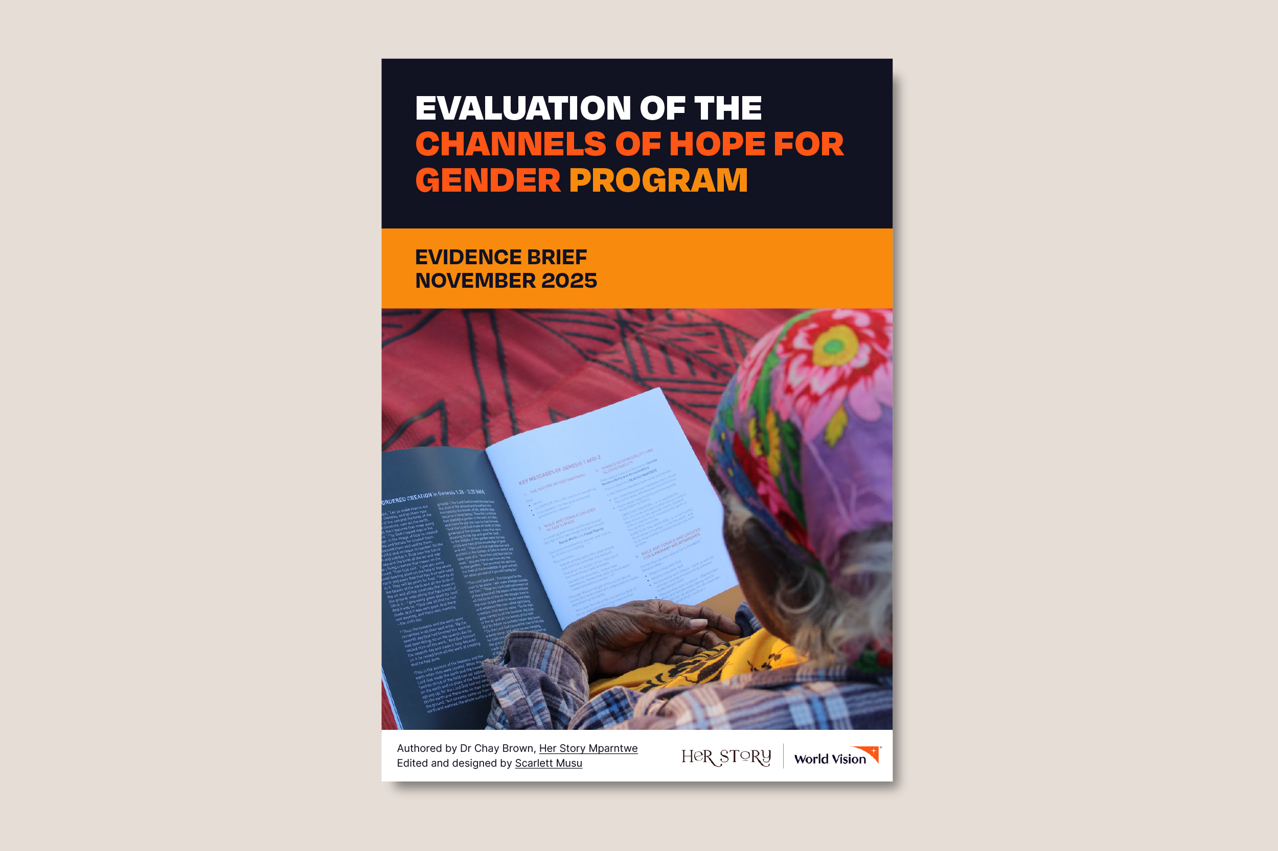 Front cover of the Evaluation of the Channels of Hope for Gender Program Evidence Brief.
