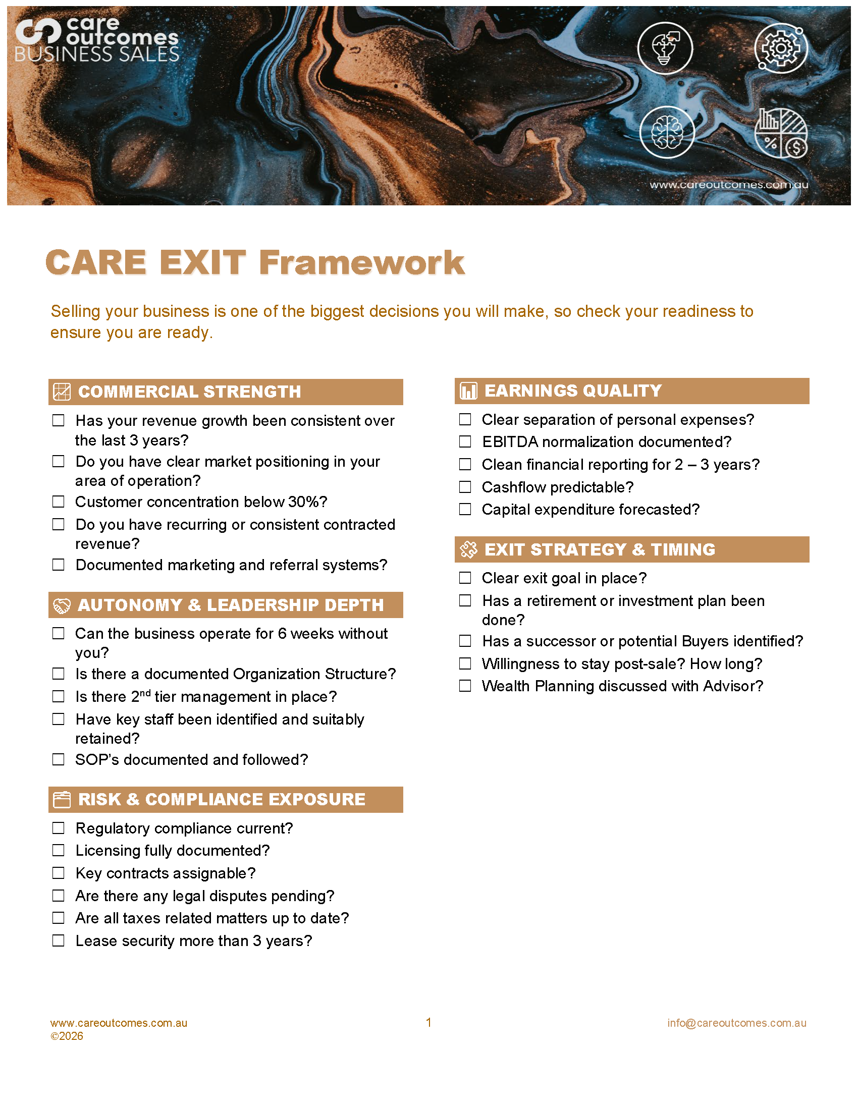 The CARE Exit Framework