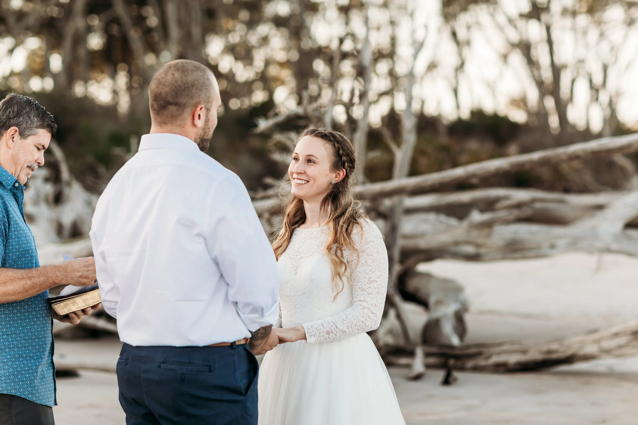 Newlyweds embracing during an intimate Jacksonville Florida elopement