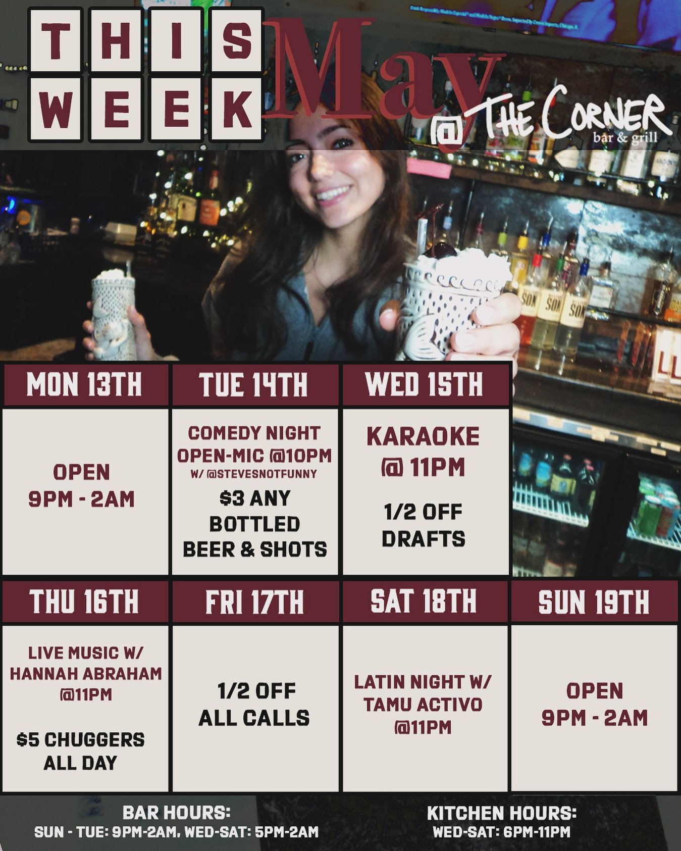So boom insta, here&rsquo;s the weekly calendar 👇🏼