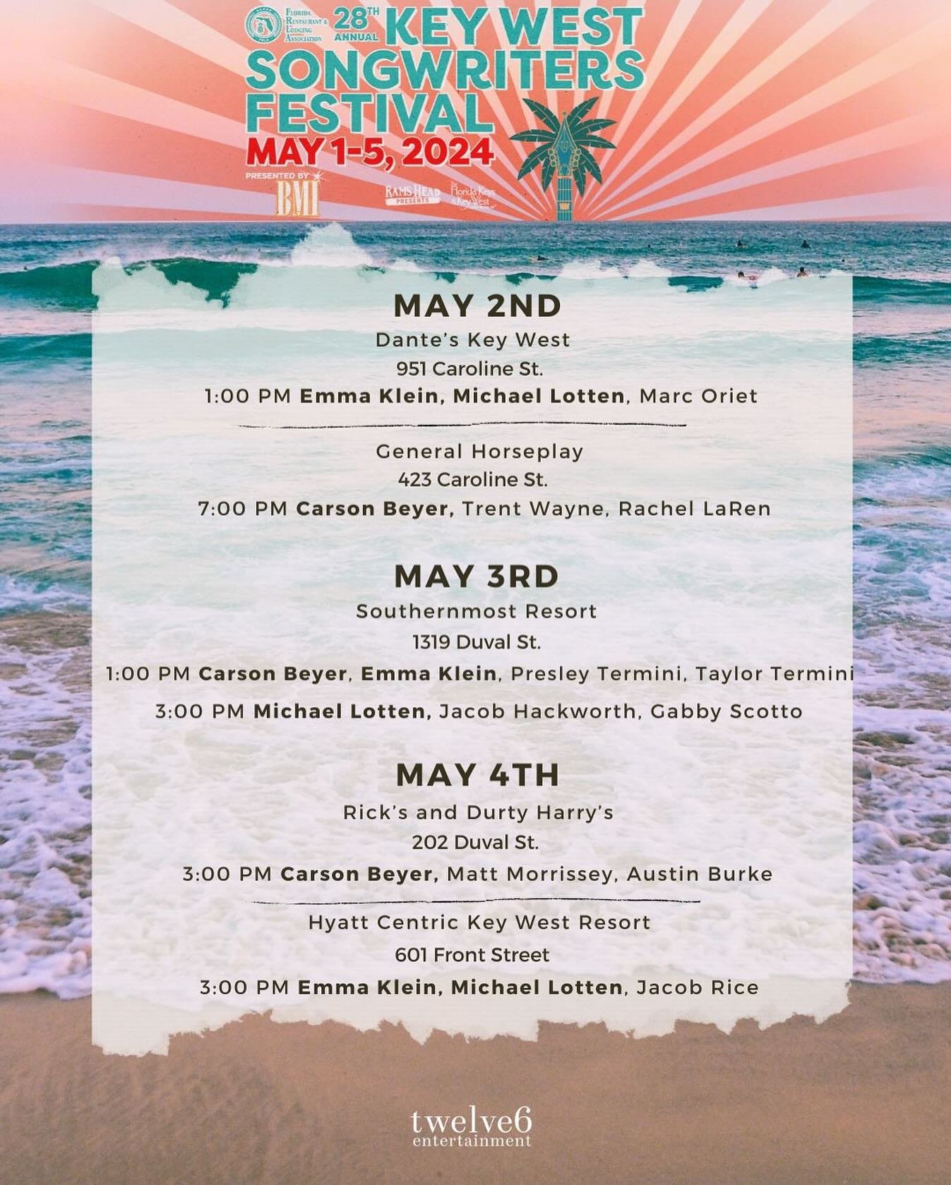 We are coming @keywestsongwritersfestival !! See you soon 🏝️🎤🍹👏🏼