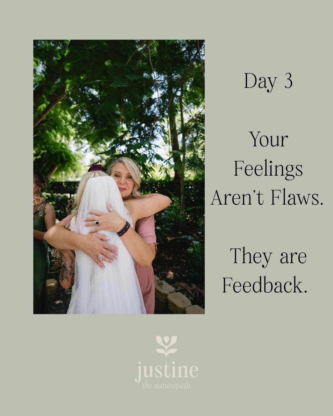 Day 3. 

Your feelings aren't flaws. 

They're feedback. 

-------------------------------------------------------------------

Context - My daughter's wedding in January. 

Me with a face full of makeup that I paid a damn fortune for and I'm trying 