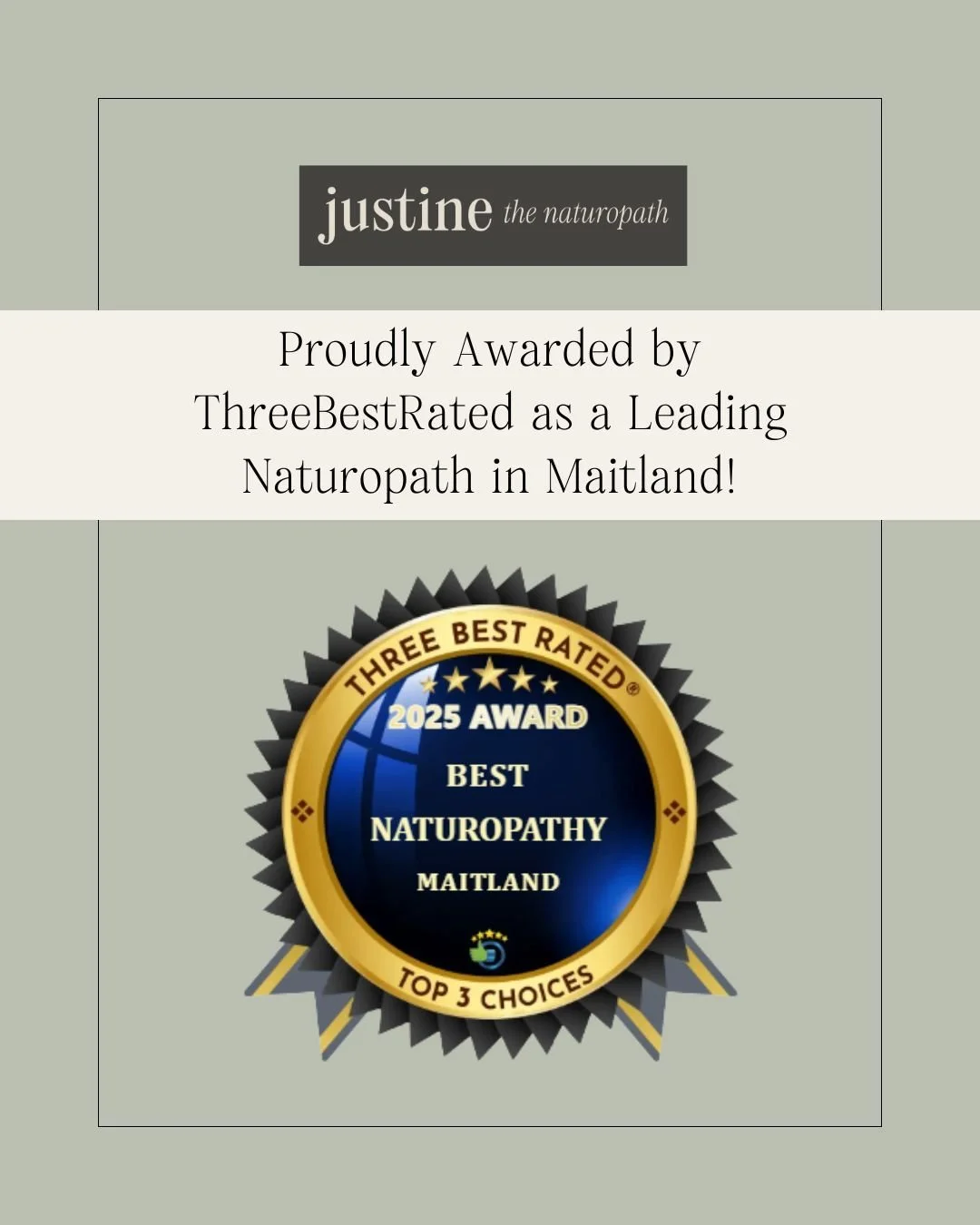 I've been awarded by ThreeBestRated as a Leading Naturopath in Maitland! 🤩

I&rsquo;m so honoured to receive this recognition, which reflects my commitment to delivering consistent, high-quality care to every client who walks through my door. 😎

My