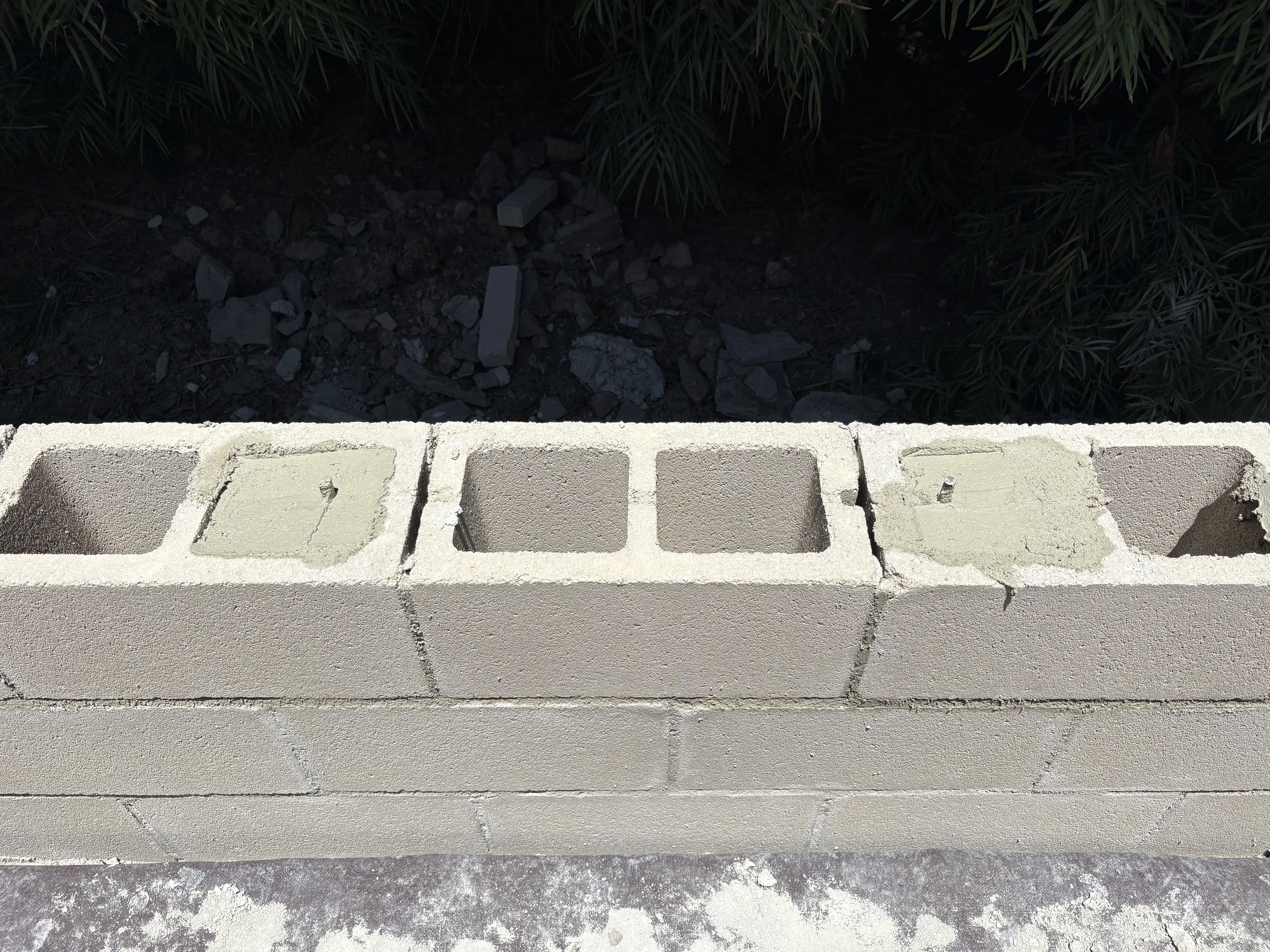 Concrete poured in block cells for stability
