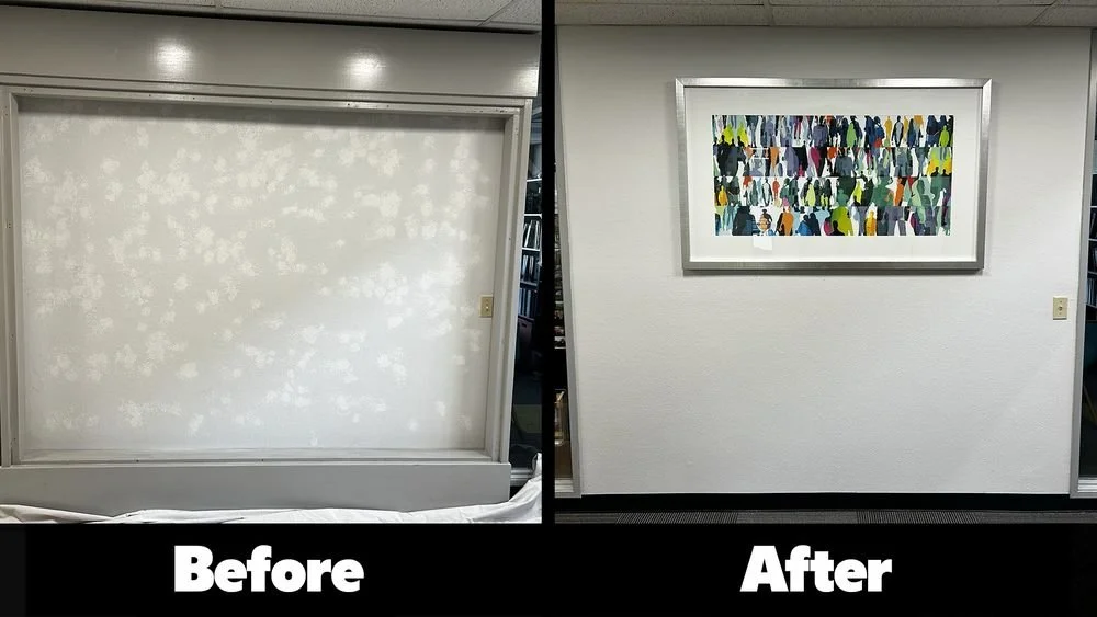 Book case demo and removal. Drywall repair and painting.