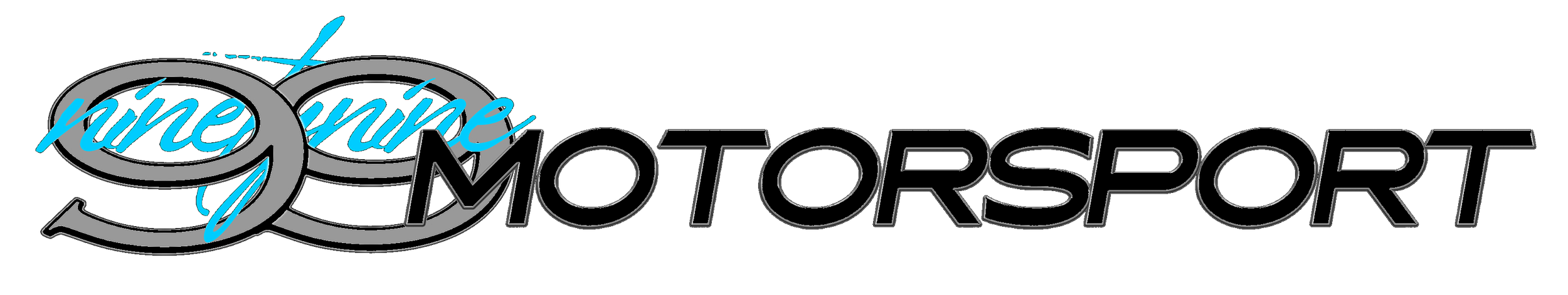 Neon sign with the words "wine" in blue cursive and "MOTORSPORT" in black outline letters.