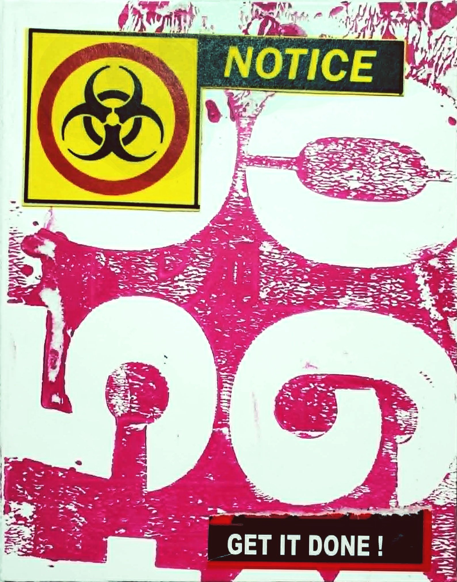 5 x 4 inch postcard, collage with gel plate transfer. (sold)