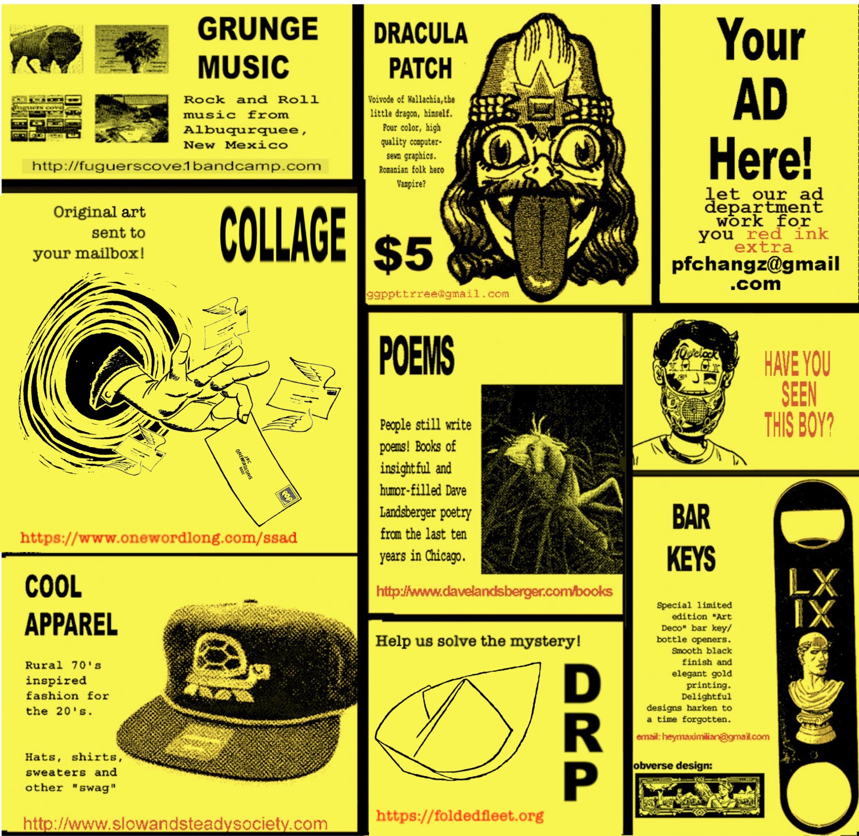 Advertisement designed to look like the style found in comic book from the 1970s - 1980s.