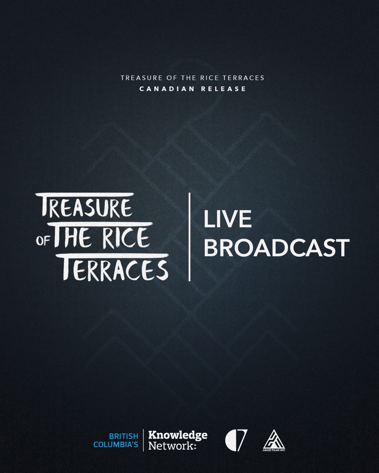 Television Broadcast Premiere: TONIGHT! 🗓️ 📺

We are excited to remind you that Treasure of the Rice Terraces has its official television broadcast premiere on @knowledgenetwork tonight at 9:00pm PST, Tuesday, January 20th.

This is a proud moment 