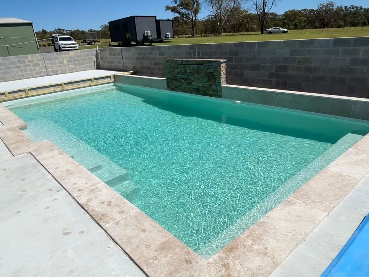 Sneak peak 10m x 4.5m in Oakdale. Features a large water blade, bench seating at both ends with jets, and an inbuilt hidden pool cover.
Can&rsquo;t wait to see the finished raised deck and cabana&hellip;more pics to come.