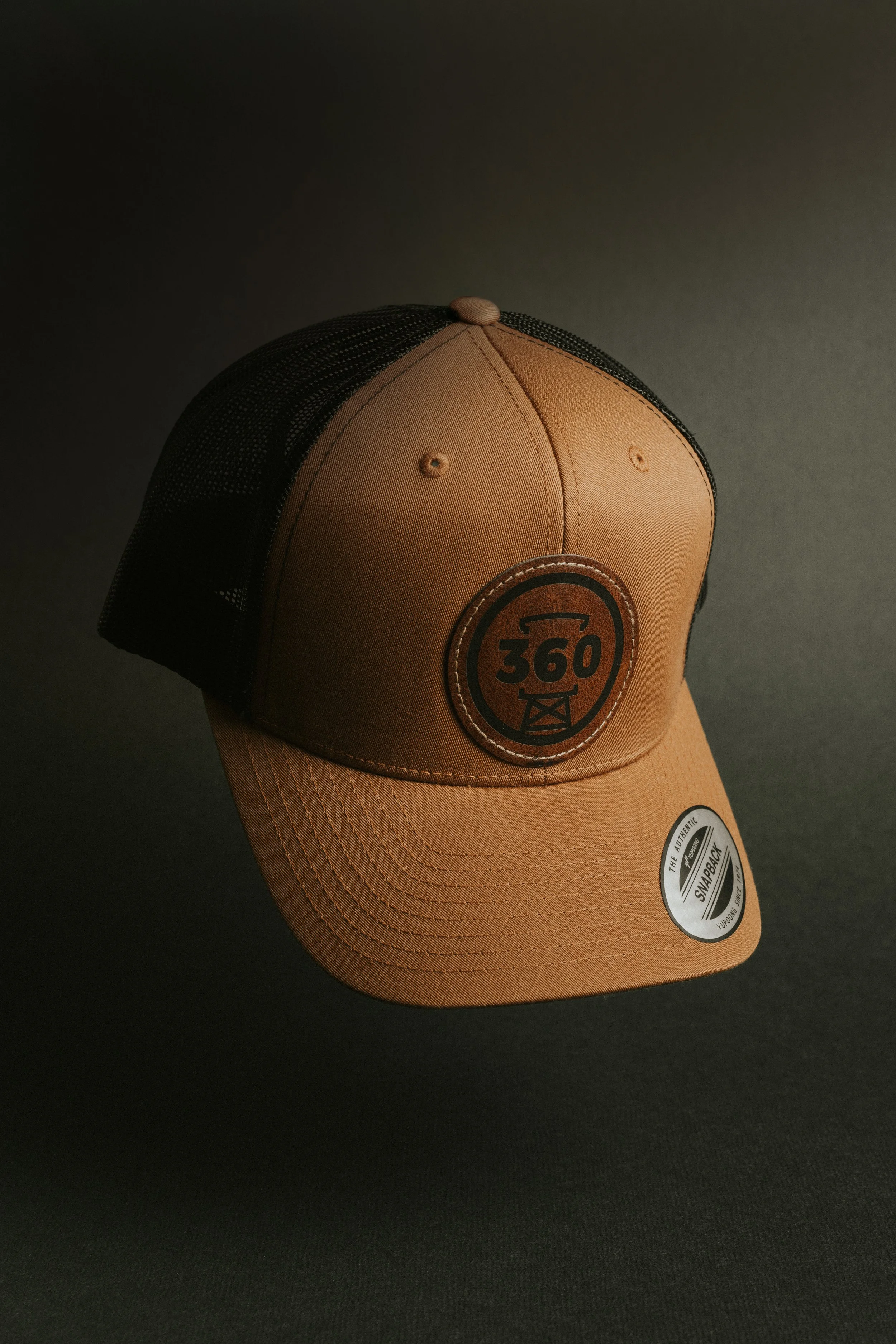 Khaki Leather Patch Hat