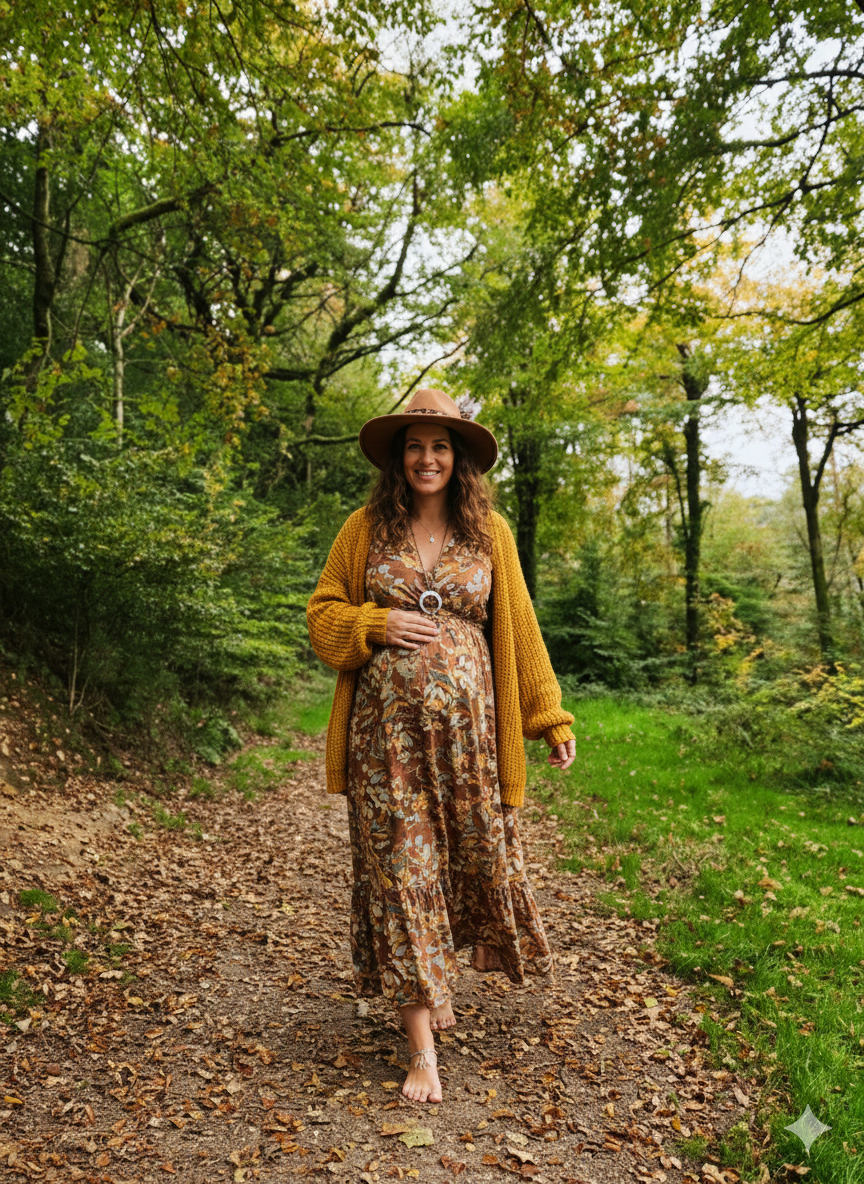 Minimalist logo with a plant in the center, two curved lines with small circles and leaves, forming a circular shape.