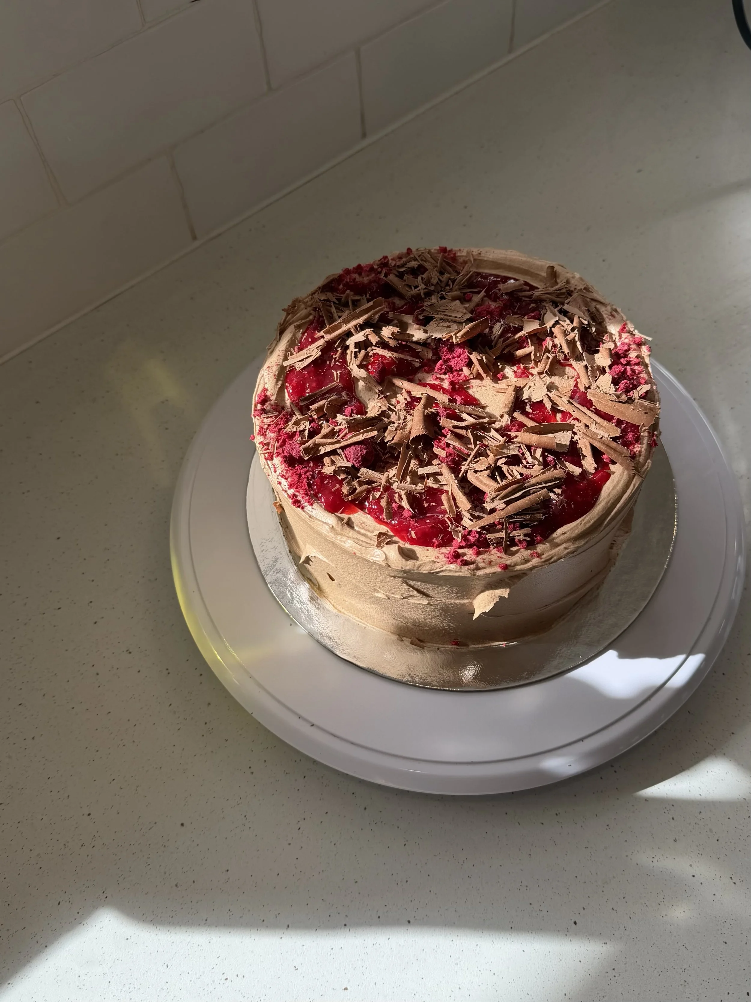 Thames birthday cake Dark chocolate and Raspberry