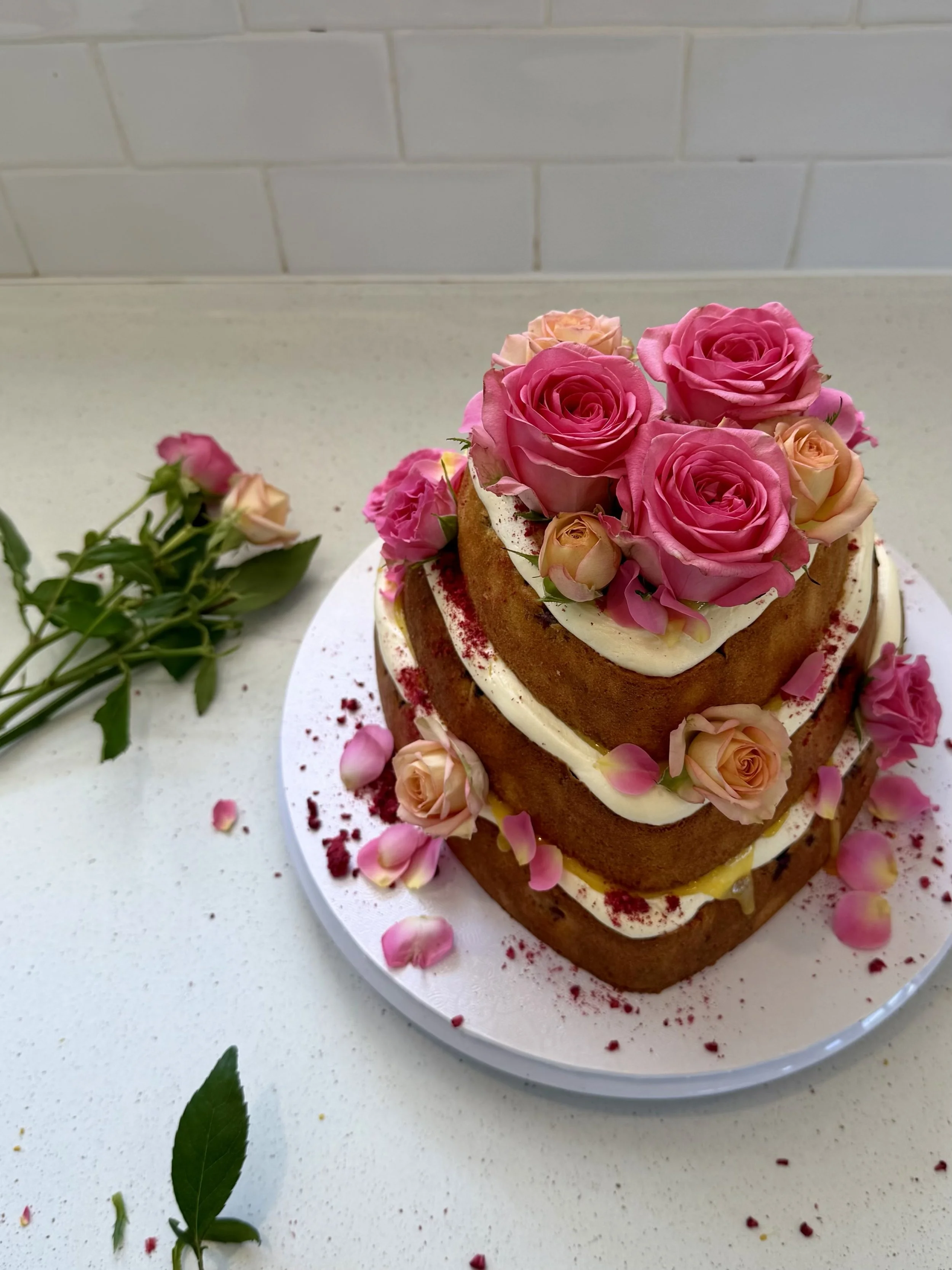 layered heart cake