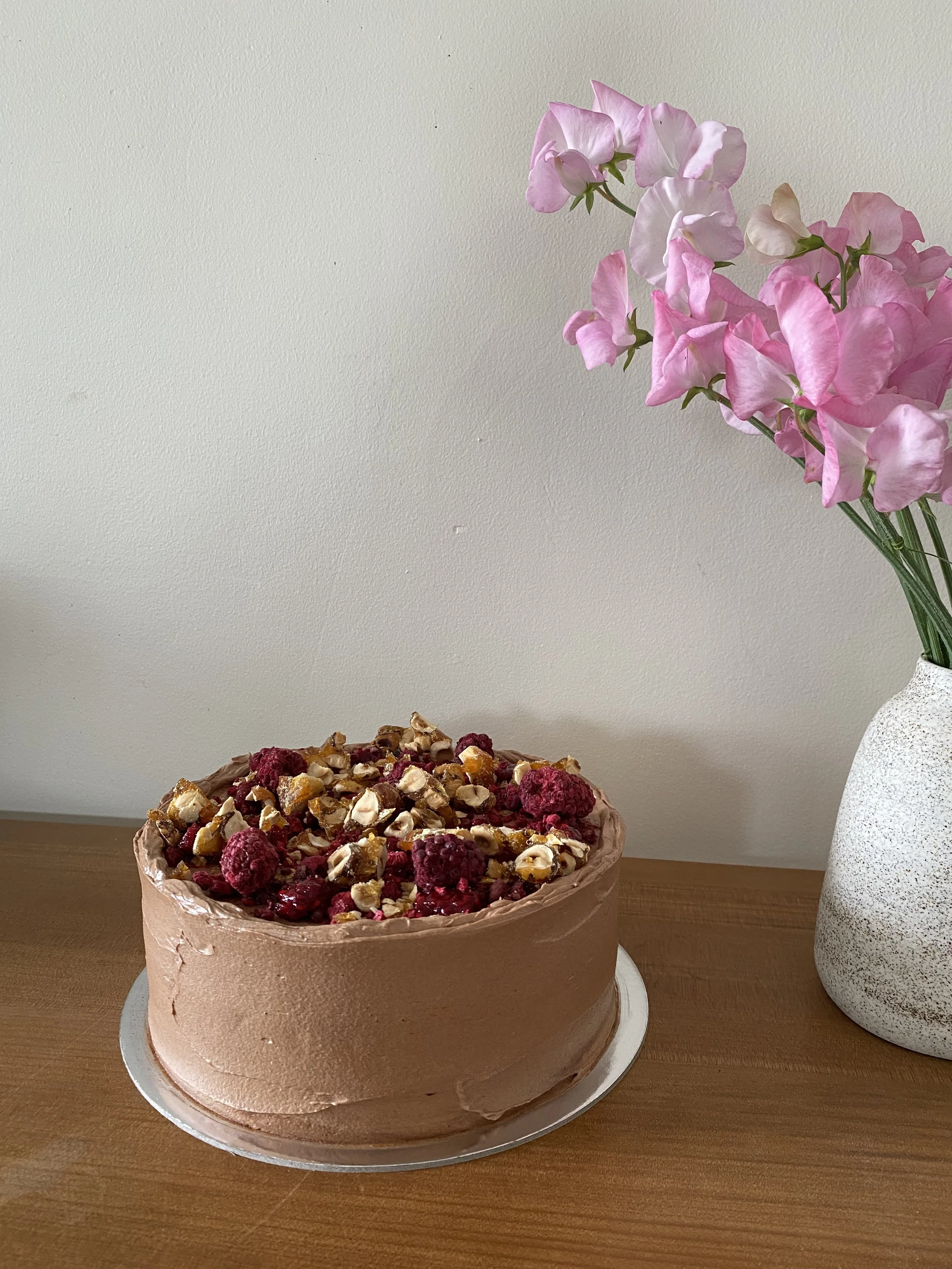 Thames birthday cake Dark chocolate and Raspberry