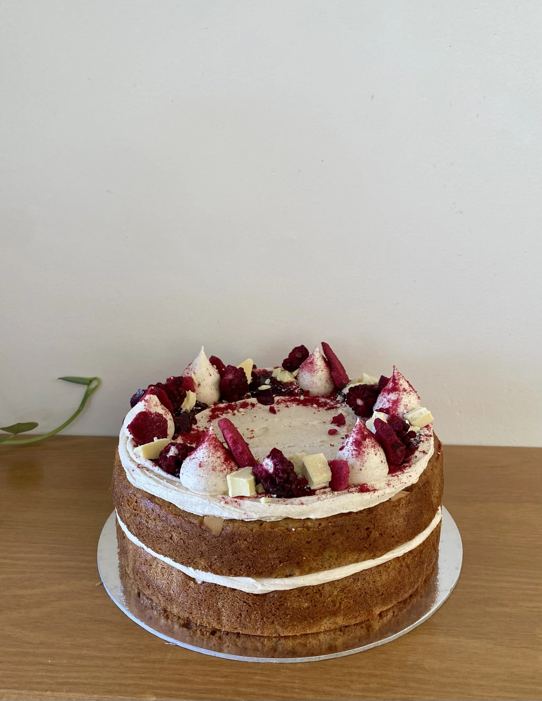 Thames birthday cake Spiced plum and white chocolate