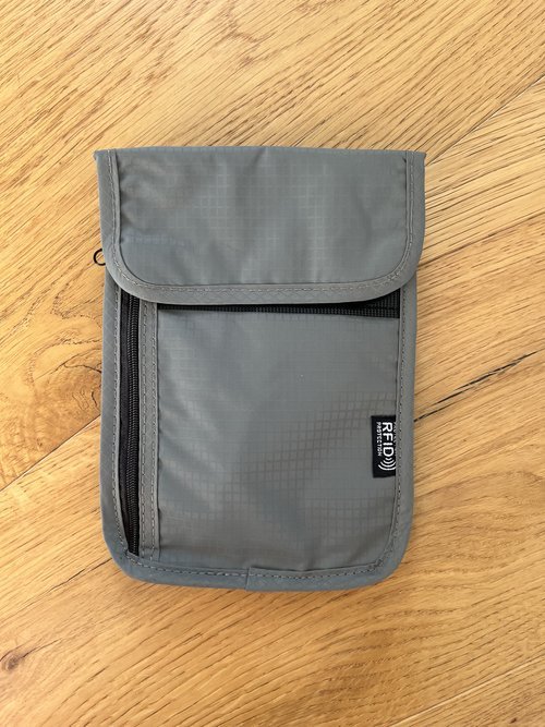 Grey Travel Wallet with Secure RFID Blocking Passport Holder Preventing Unauthorised Scanning and Identity Theft