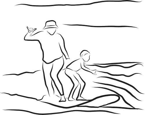 surfers on waves