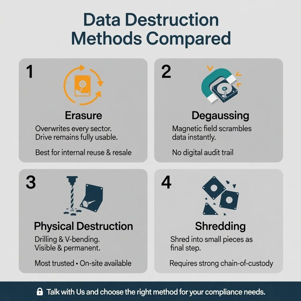 4 ways to destroy data – which one fits your ITAD strategy? 🔐
