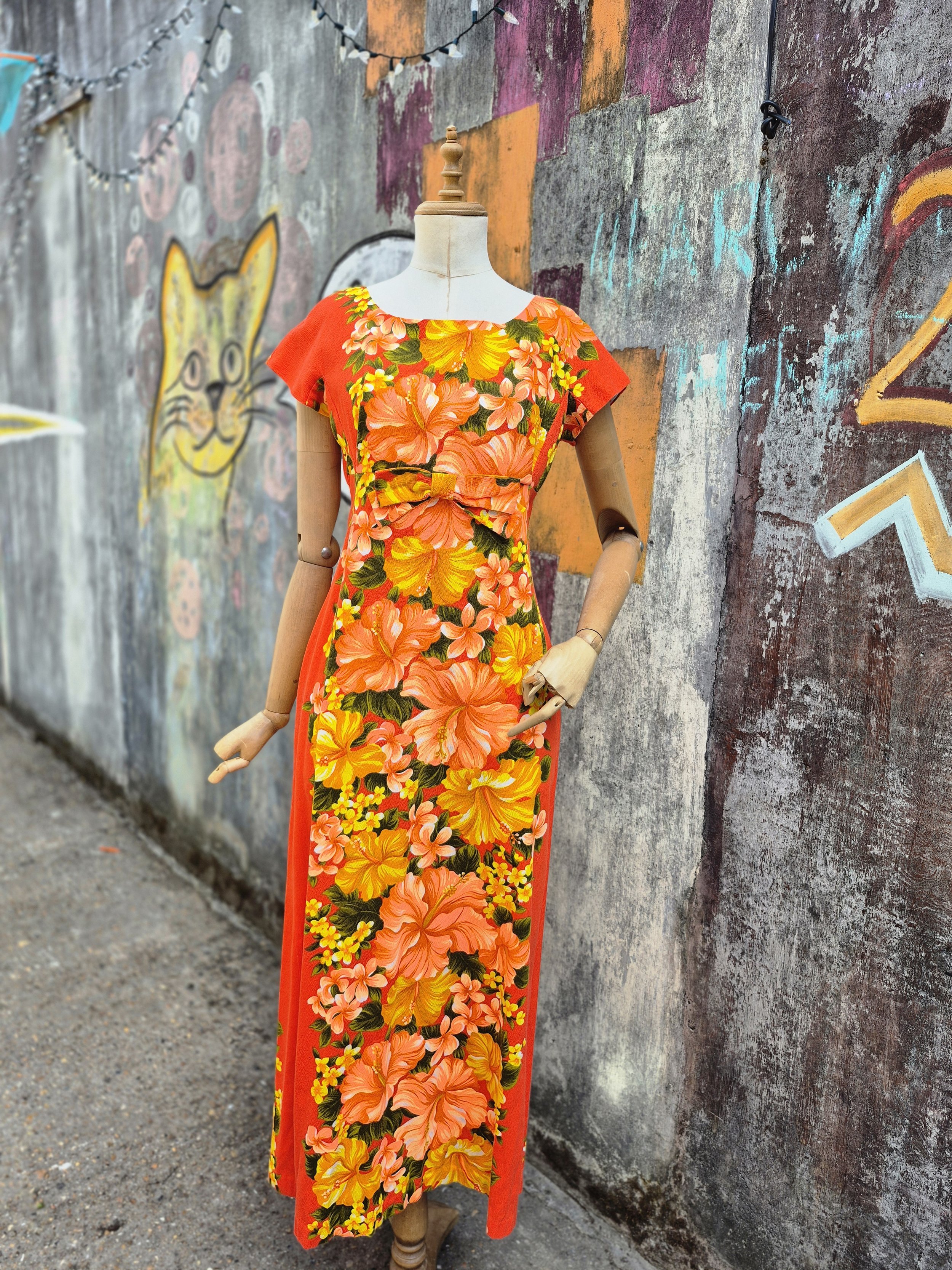 Hawaiian Drape Back Maxi Dress