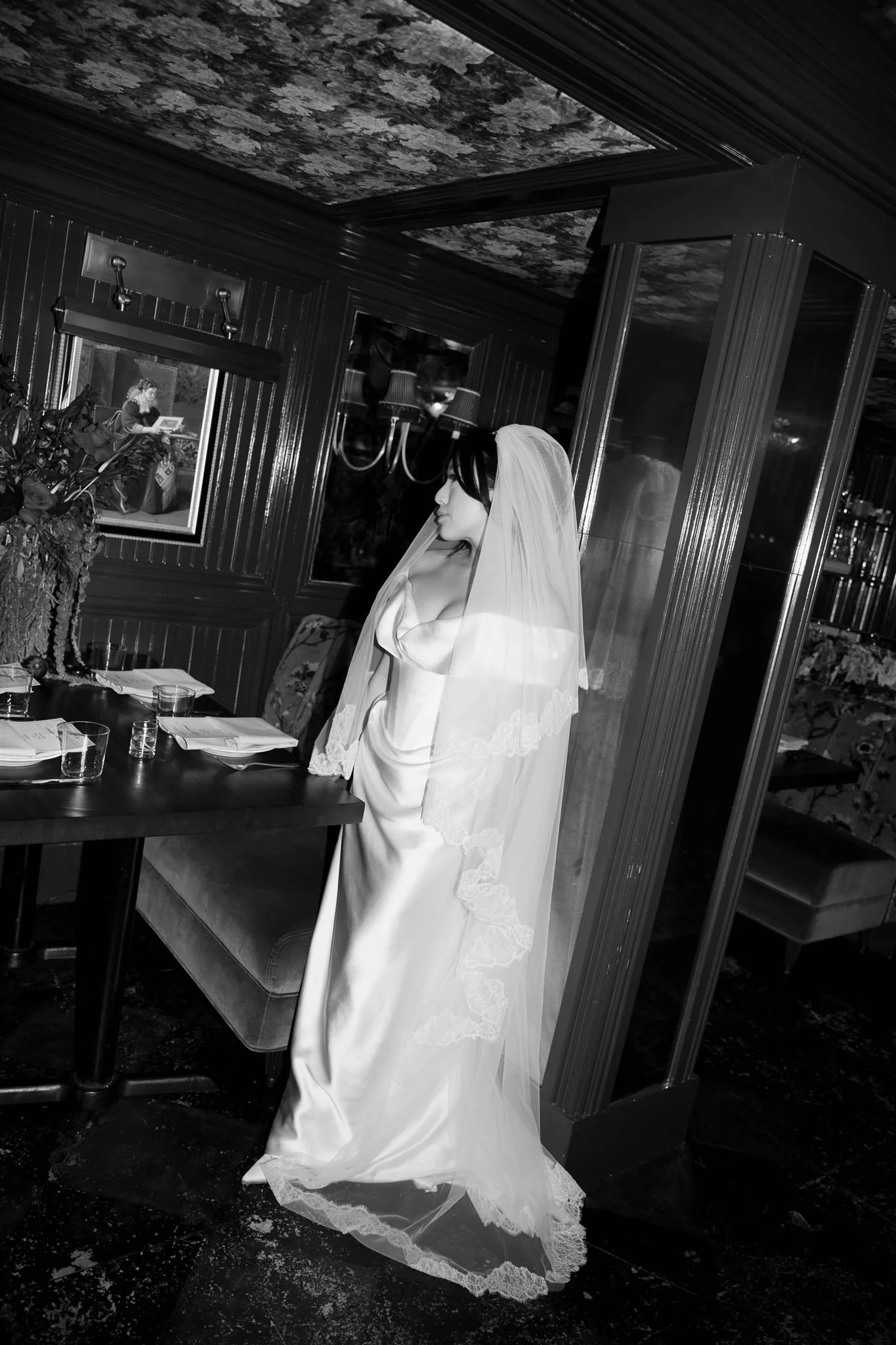 Gilt Bar Wedding Bridal portrait in the Library speakeasy in Chicago.