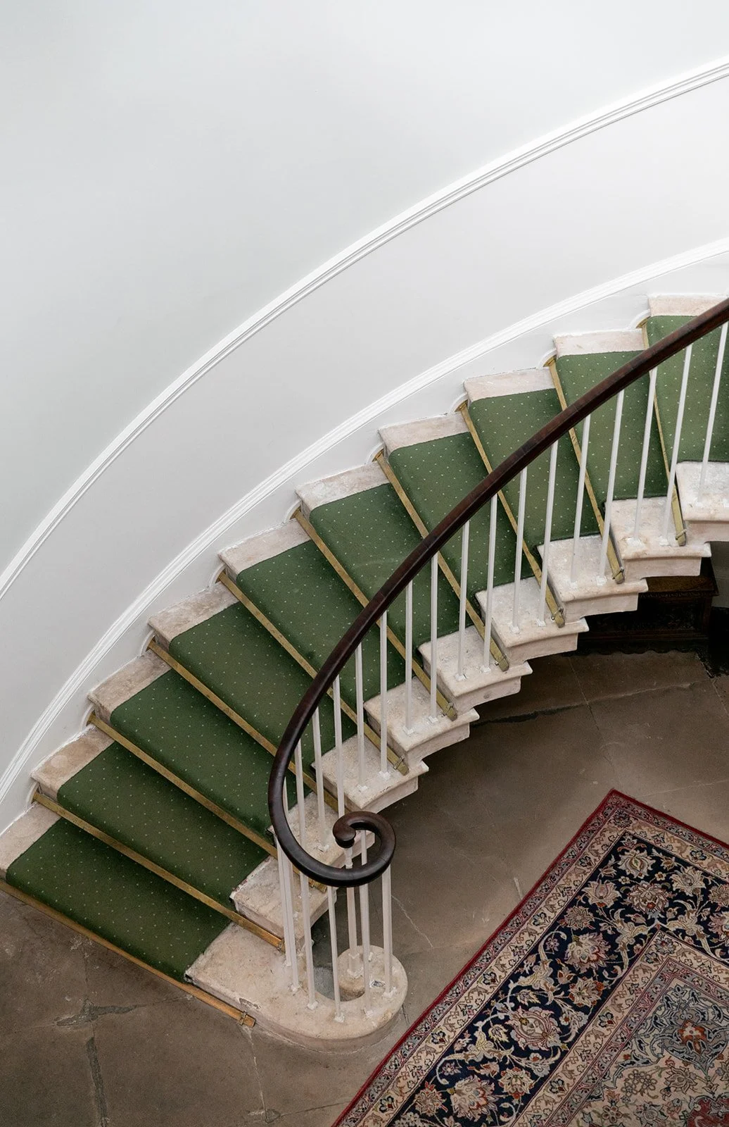 Middleton Lodge Estate staircase on a wedding day in North Yorkshire, England.