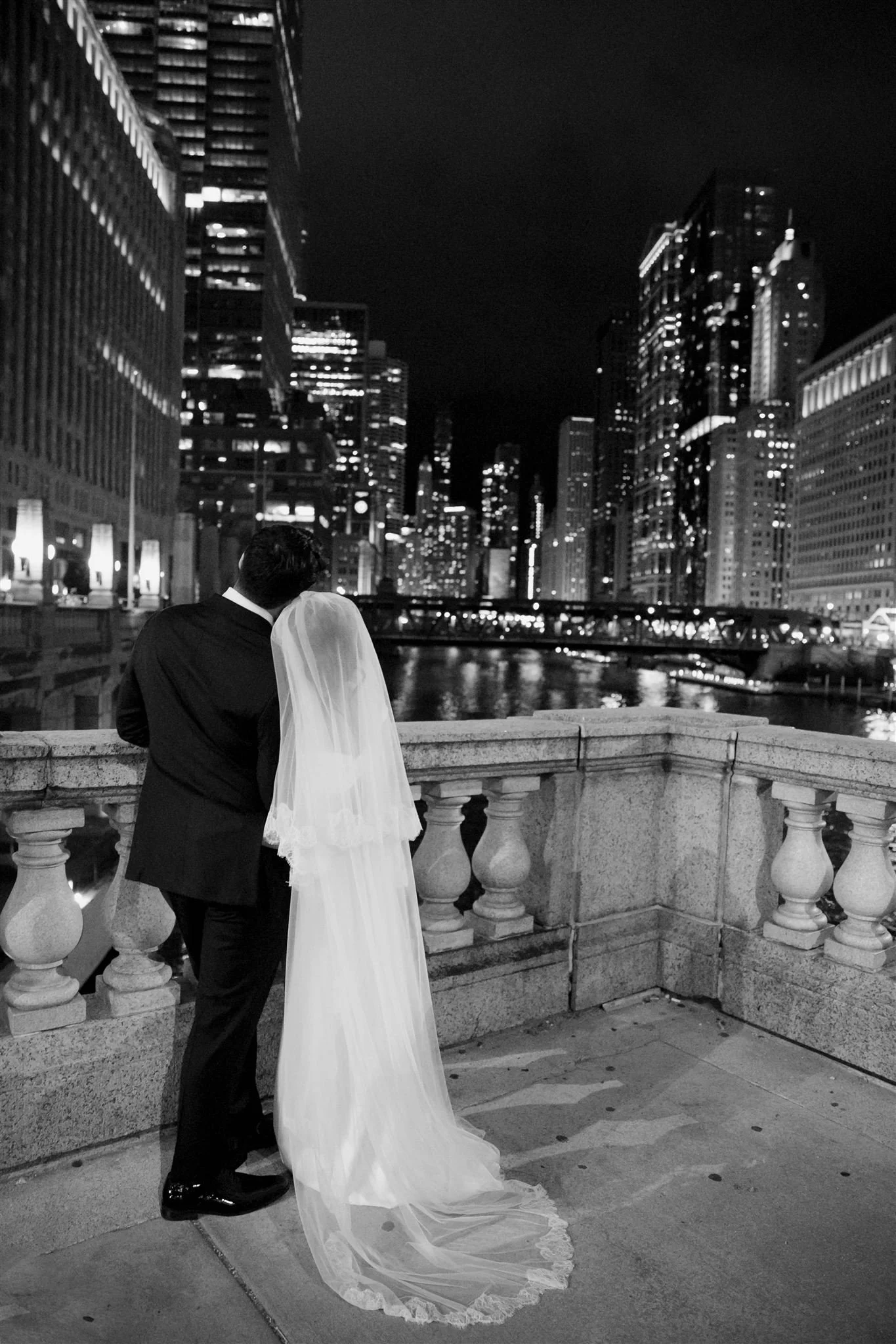 Wedding Photo in downtown Chicago on the way to Gilt Bar.