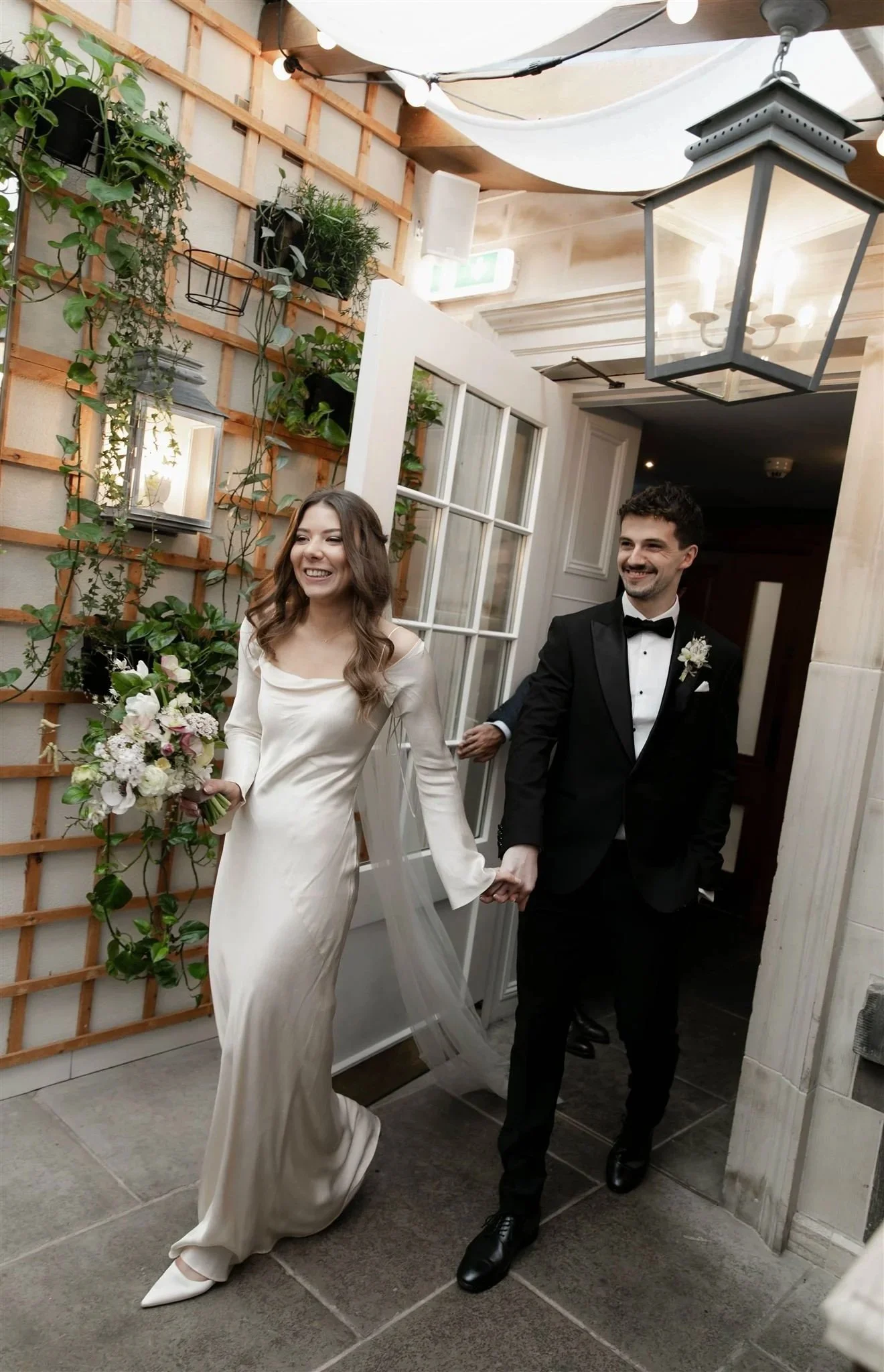 Newlyweds enjoying their wedding day at Gleneagles Townhouse The Spence, after their Edinburgh City Chambers wedding ceremony.