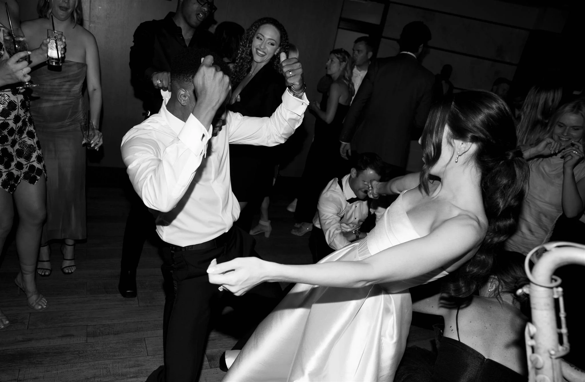 Dancing at a wedding at Gibson’s Italia overlooking downtown Chicago.