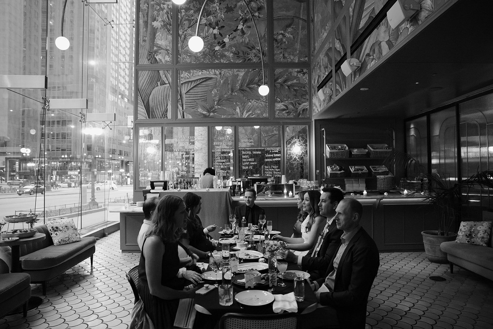 A wedding reception dinner at Venteux in Chicago.