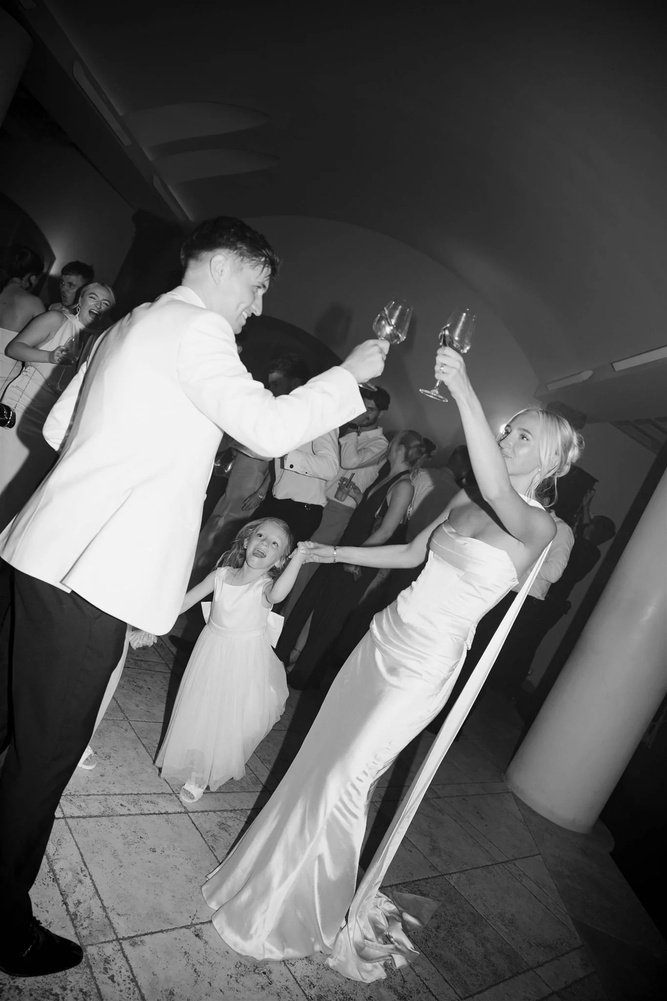 A wedding party at Tenuta Corbinaia Villa in Tuscany, Italy.
