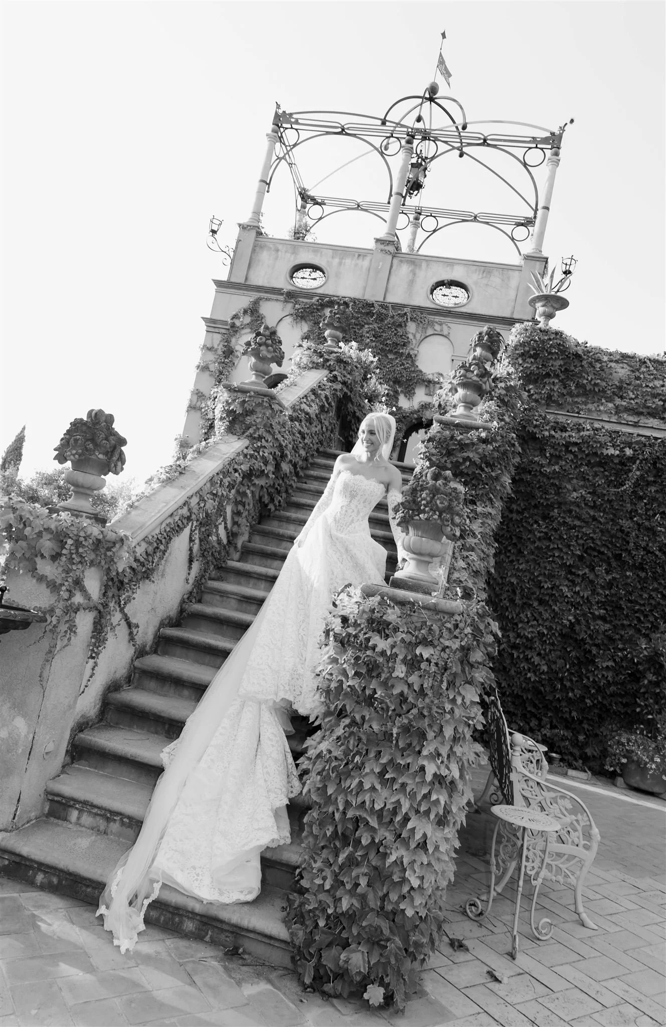 A bride on a wedding day at Tenuta Corbinaia Villa in Tuscany, Italy.