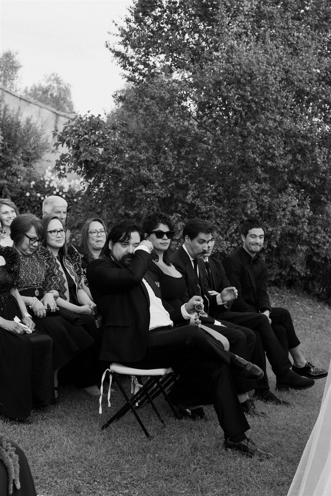 Garden Wedding Ceremony on a wedding day at Villa Medicea Di Lilliano in Tuscany, Italy.