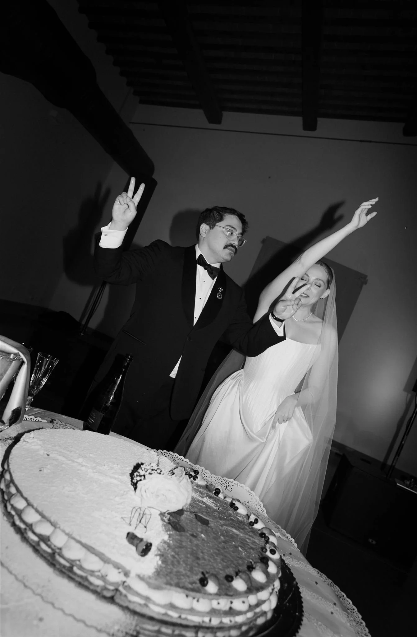 Wedding reception on a wedding day at Villa Medicea Di Lilliano in Tuscany, Italy.