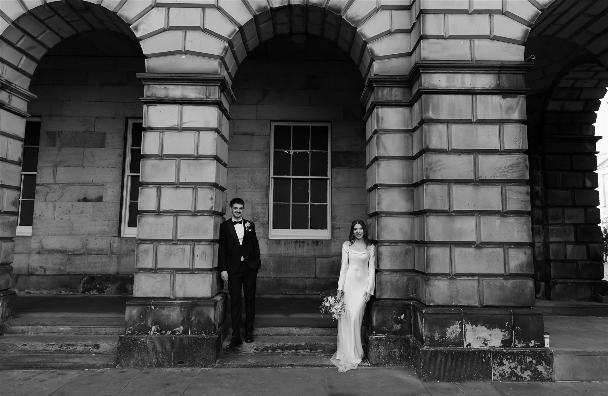 A married couple at Edinburgh City Chambers in Edinburgh, professional wedding photography by an Edinburgh City Chambers wedding photographer