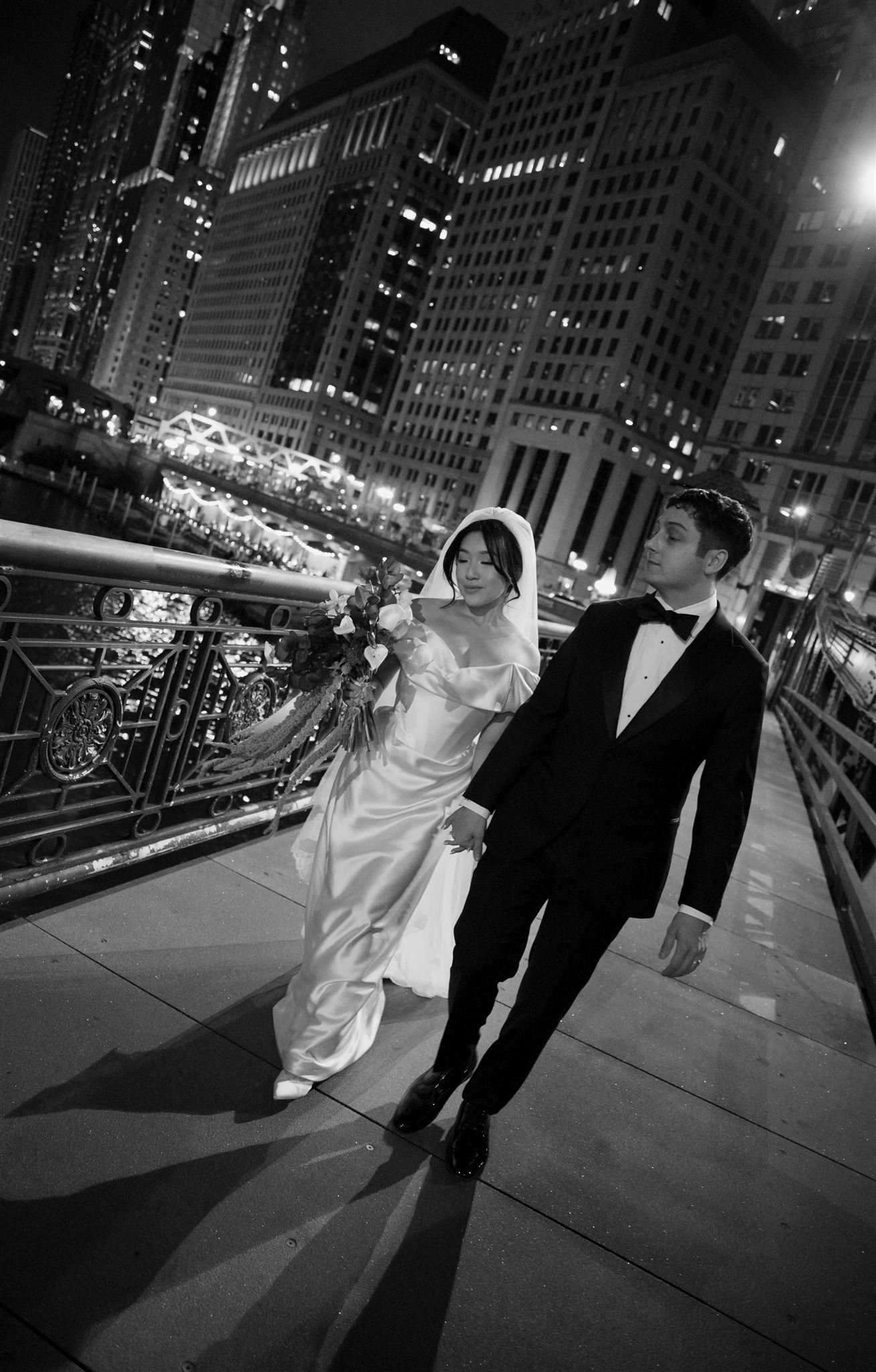 Wedding Photos in downtown Chicago on the way to Gilt Bar.