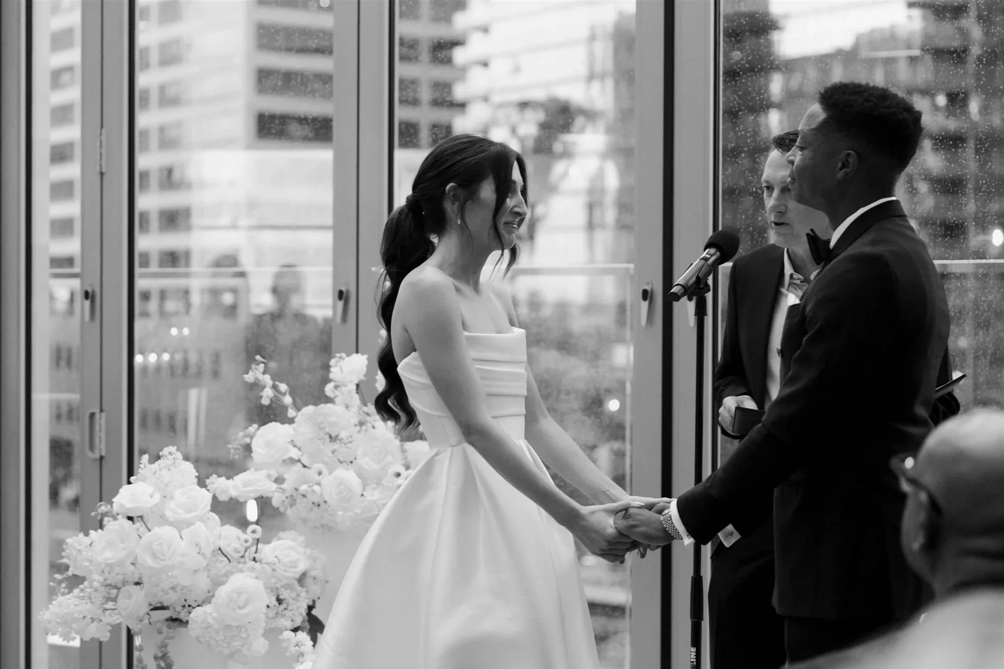 Rooftop wedding ceremony at Gibson's Italia on the Chicago River in Downtown Chicago.