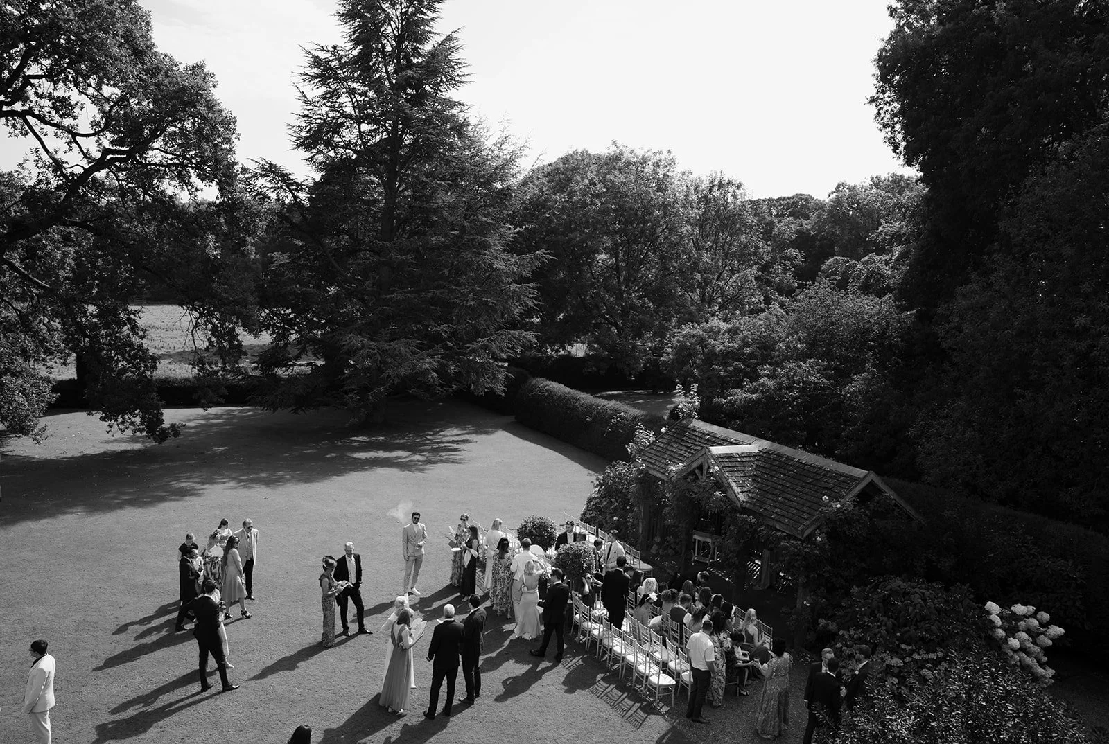 A garden ceremony at Middleton Lodge Estate on a wedding day in North Yorkshire.