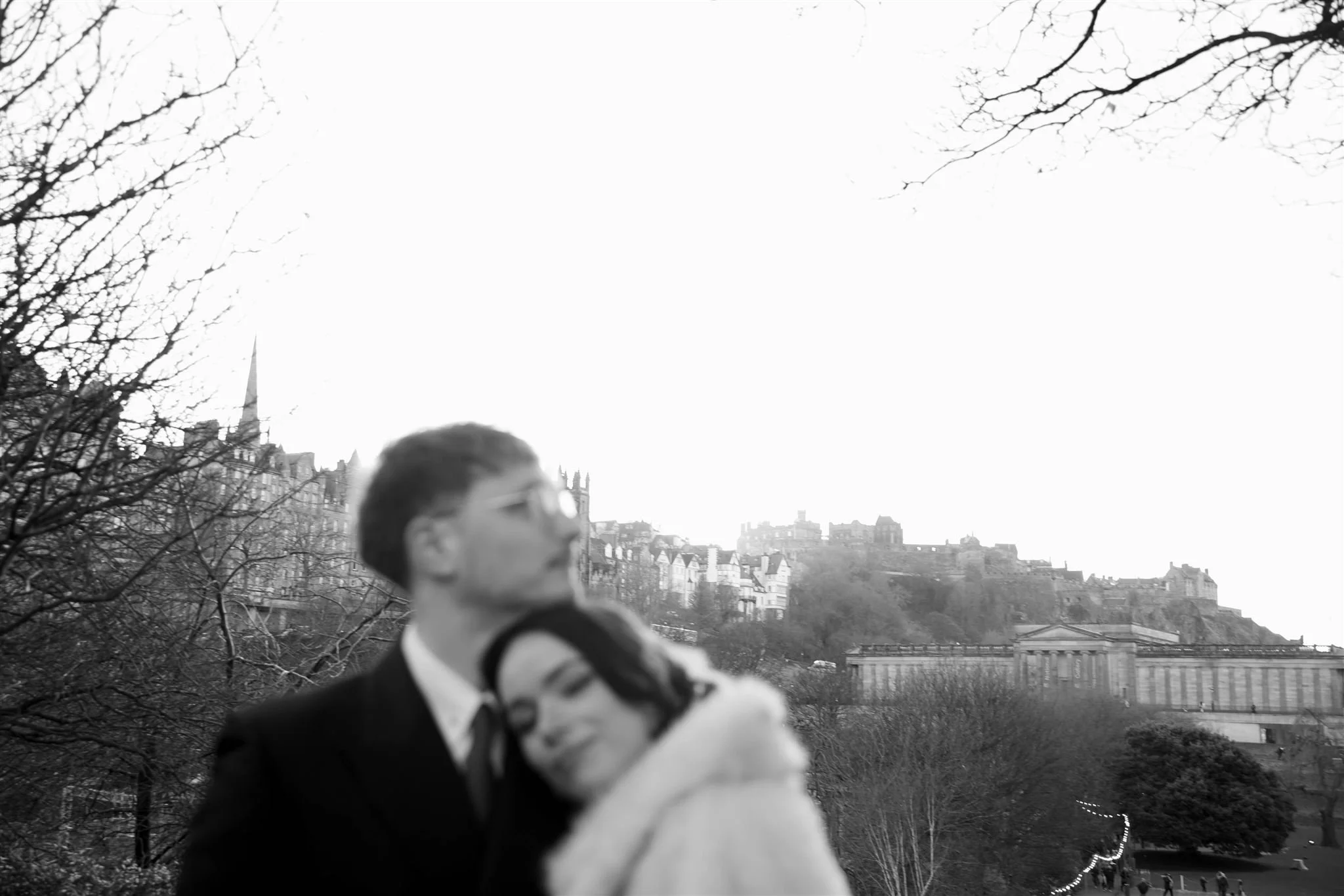 A wedding day at Edinburgh Castle on the Royal Mile in Edinburgh.