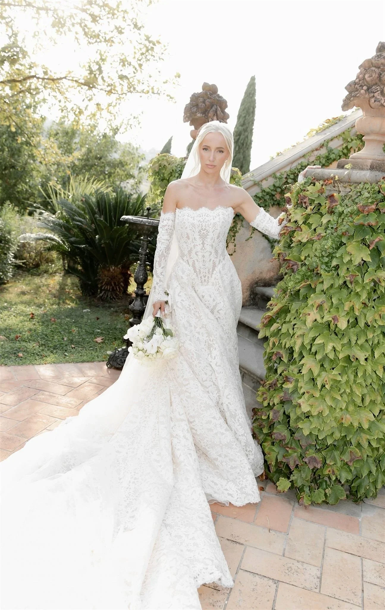 A bride on a wedding day at Tenuta Corbinaia Villa in Tuscany, Italy.