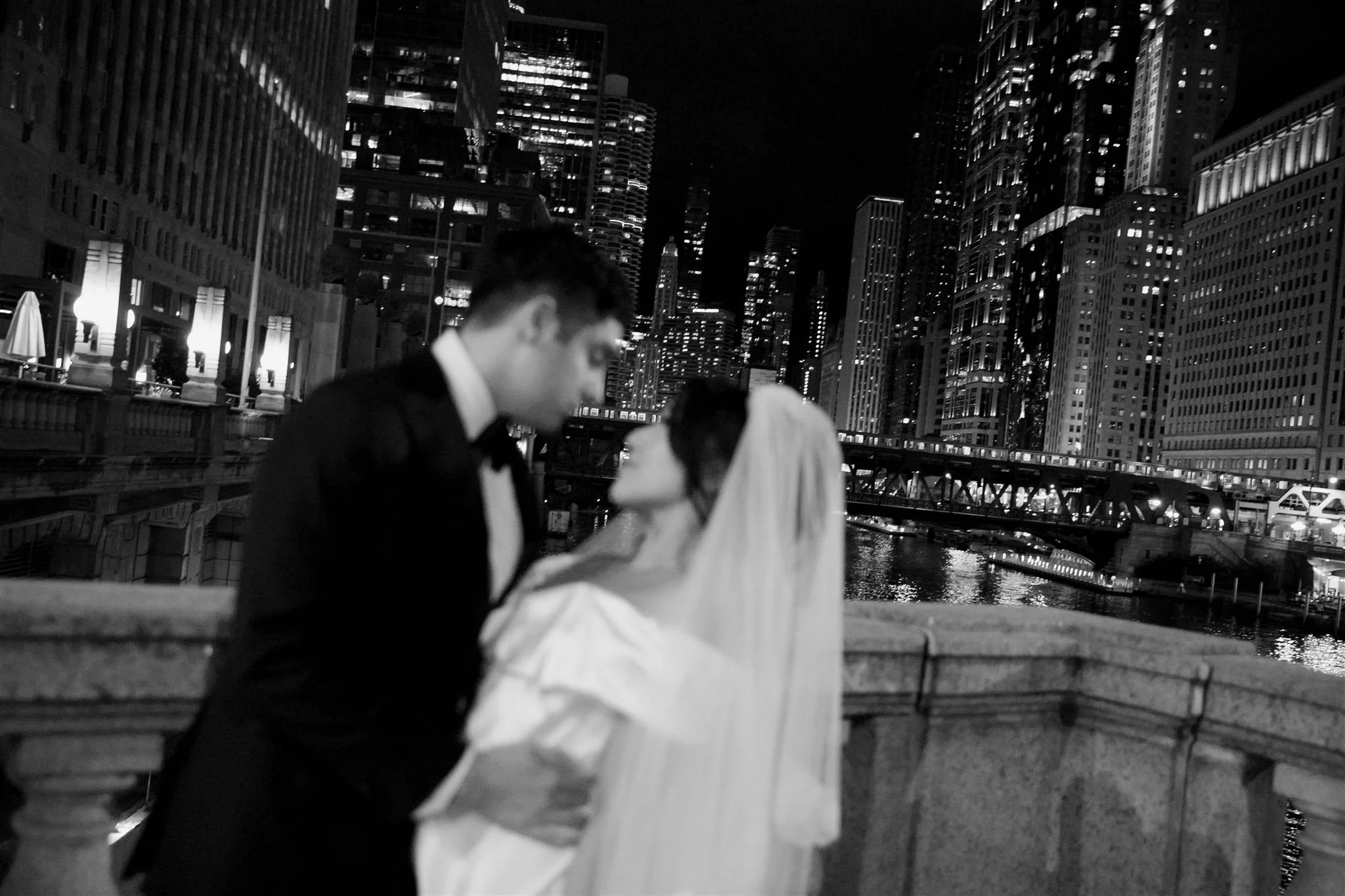 Wedding Photo in downtown Chicago on the way to Gilt Bar.