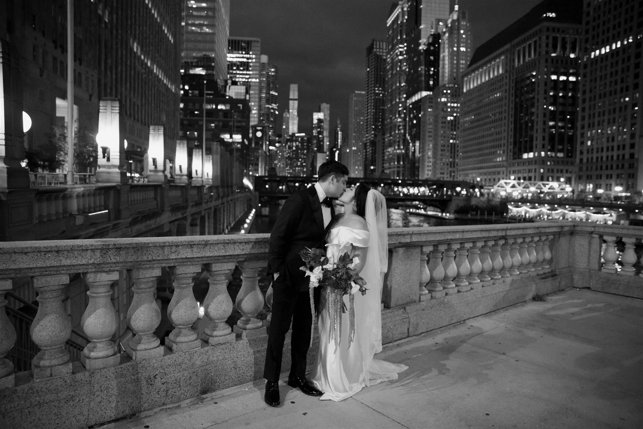 Wedding Photos in downtown Chicago on the way to Gilt Bar.